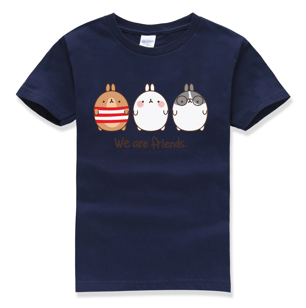 Футболки с рисунками из мультфильмов с надписями «we are friends» г. Новая модная брендовая одежда Одежда для мальчиков детская футболка - Цвет: dark blue