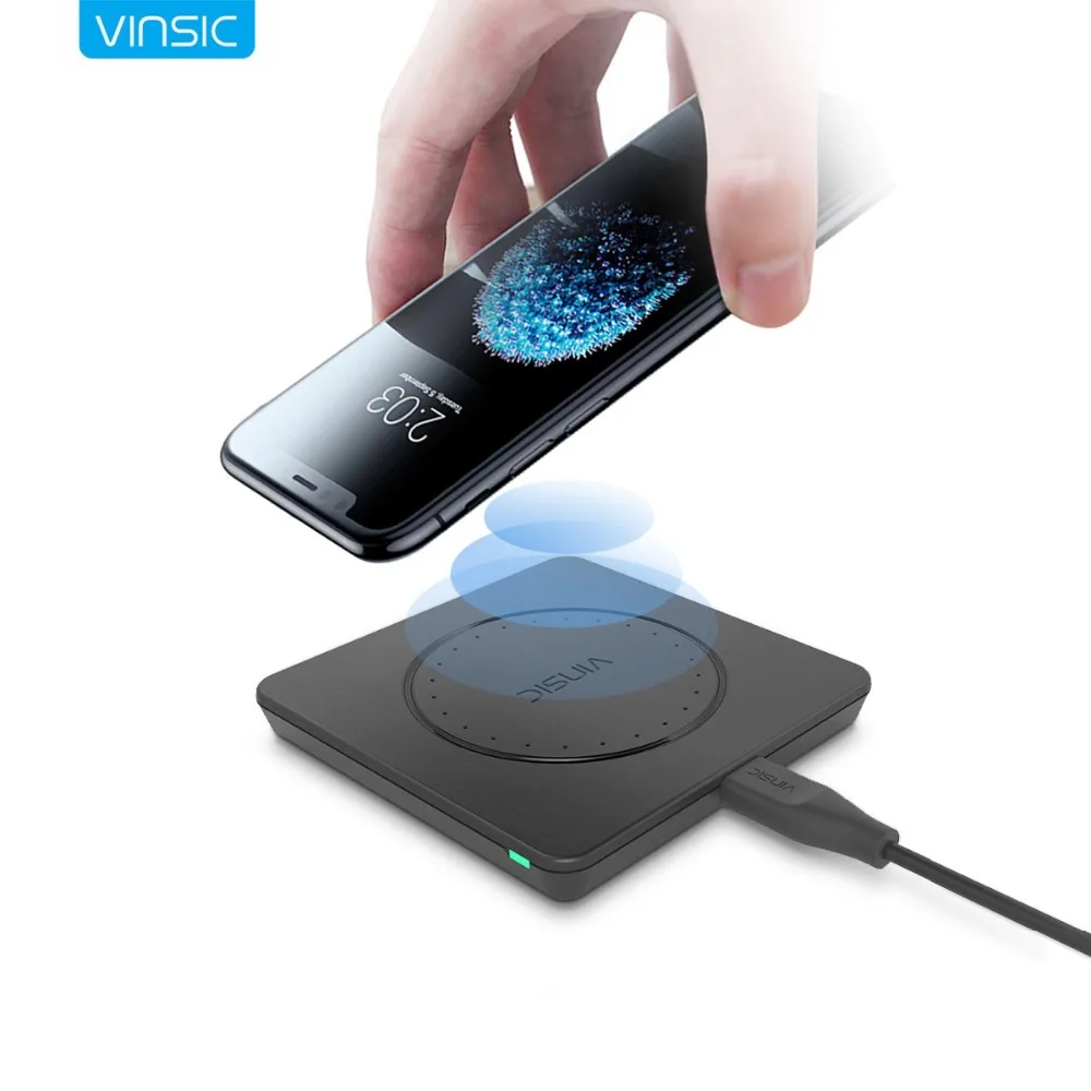 Vinsic Qi Беспроводное зарядное устройство Беспроводная зарядная подставка для iPhone X 8 8 Plus samsung Galaxy S8 S8+ Note 8 Nexus 7 6 Nexus Lumia 920