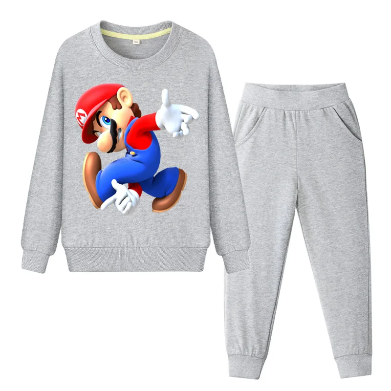Boys Mario Print Clothes Sets Girls Casual Tracksuits Children 2019 Pink Coat+Pant 2PCS Suit Kids Spring Sport Set WL077 | Детская
