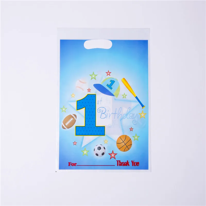 Gift Bag 6 pcs 1-я Спортивная Тема дети с днем рождения украшения для мальчика Одноразовый бумажный стаканчик, тарелка салфетки скатерть для душа - Цвет: Gift Bag 6 pcs
