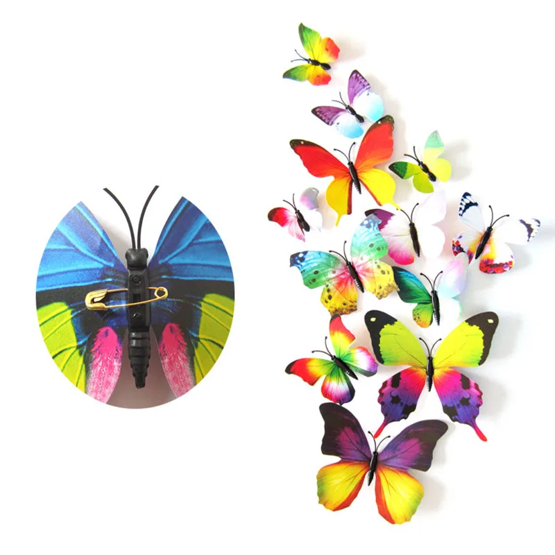 Style 2 Rainbow 12 шт./лот, новая мода, имитация 3D бабочки, красивые, 2 стиля, романтические наклейки на стену для занавесок, украшение для свадебной комнаты - Цвет: Style 2 Rainbow