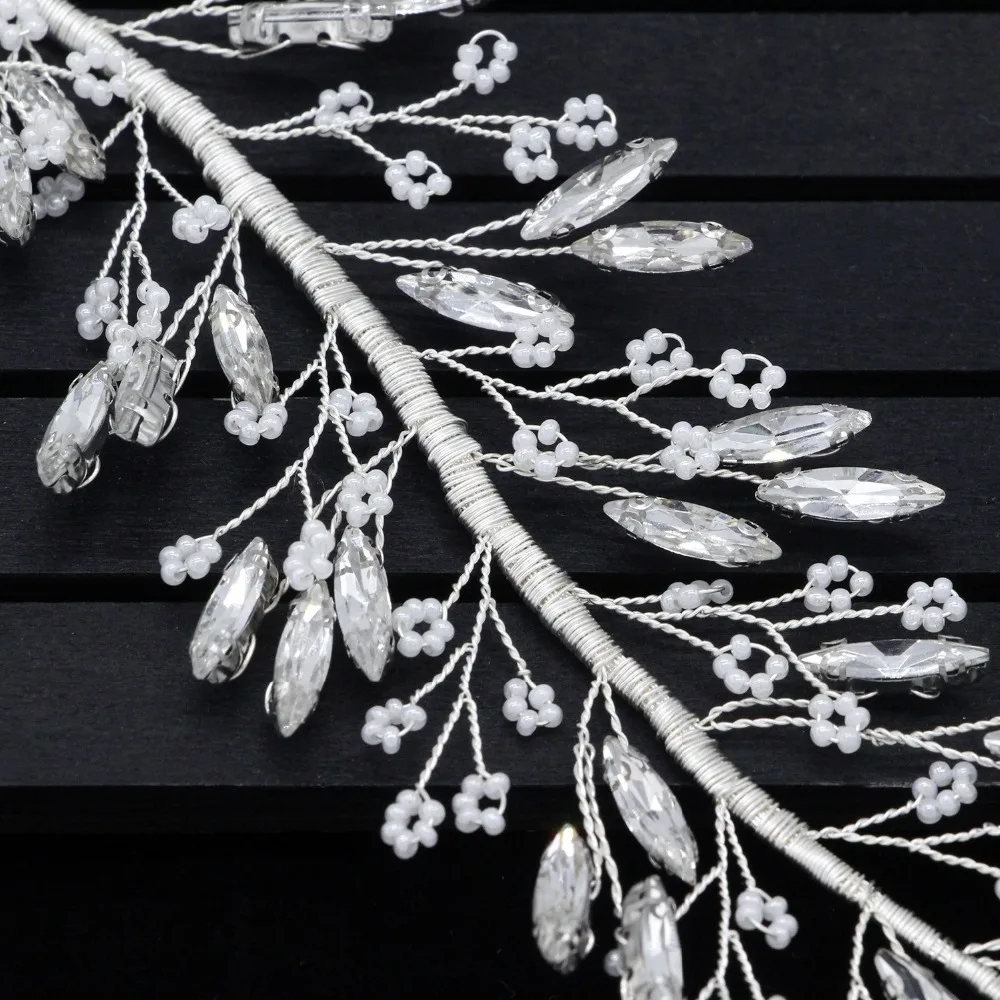 Pant Crystal Bride Hair Accessories Rhinestone Bridal Headpiece Silver Color Hairbands Wedding Pearl Headbands | Украшения и