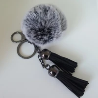 luxury fur pomppom keychain keyring tassel fashion for car keys bag charms handbag pendant porte clef elegant womengift