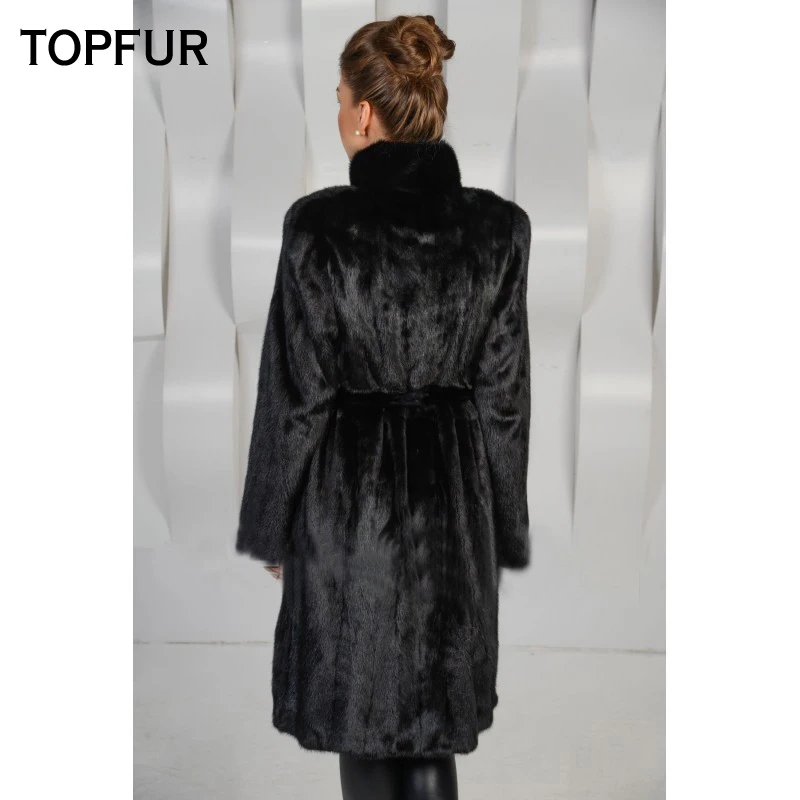TOPFUR 2019 Новое поступление шуба из натурального меха норки модная длинная высокого