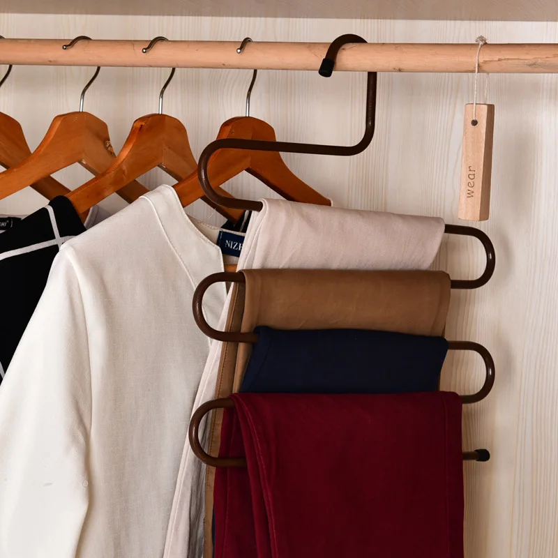 5 Layer S Shape Hanger Trousers Holders Scarf Shawl Hanger Rack Wardrobe Hanger Space Saving Hangers For Clothes