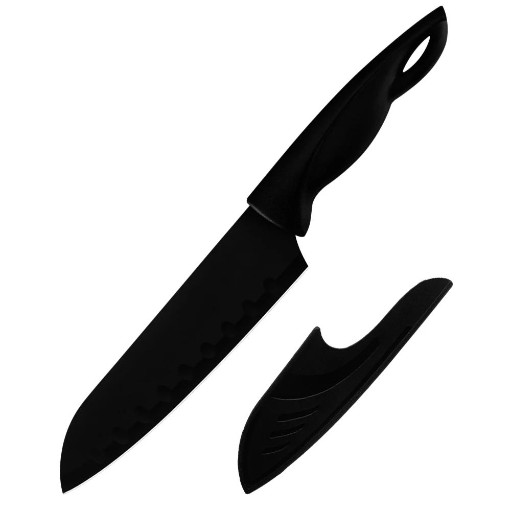 7 santoku Набор кухонных ножей DAMASK 3Cr13mov шеф-поварские Ножи черный нож с пластиковой ручкой 6 шт. набор немецких кухонных ножей кухонные инструменты - Цвет: 7 santoku