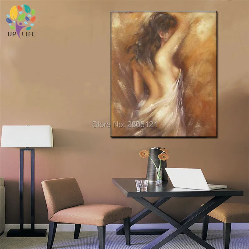 The Bathing woman CANVAS painting Hand Painted retro vintage nude special art gift for home decoration naked picture | Дом и сад
