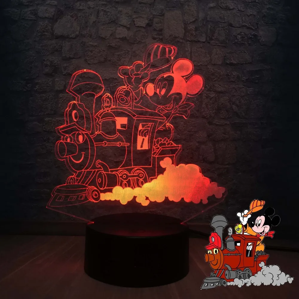 Мультфильм Минни Микки Маус светодиодный 3d-ночник 7 цветов изменить для сна настольная лампа домашний Декор Дети год рождественский подаро