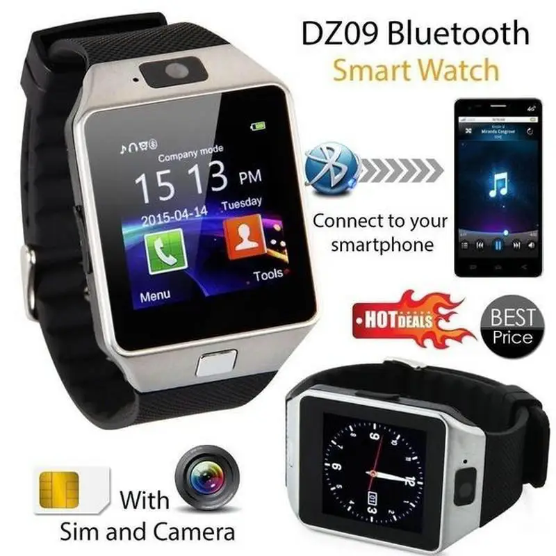 DZ09 ЖК-дисплей Bluetooth Смарт-часы Android телефон камера Sim карта Универсальная