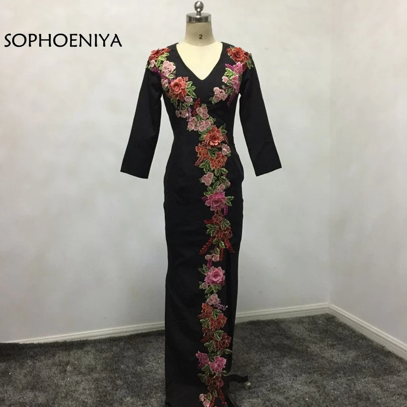 Новое поступление вечернее платье с V-образным вырезом и длинным рукавом 2021