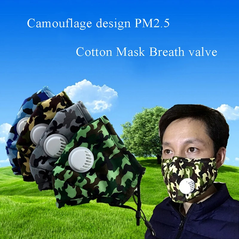 Камуфляж респиратор PM2.5 рот маска милый вертикальный складной нетканый активированный уголь анти туман пыли многоразовые маски Мульти Стиль