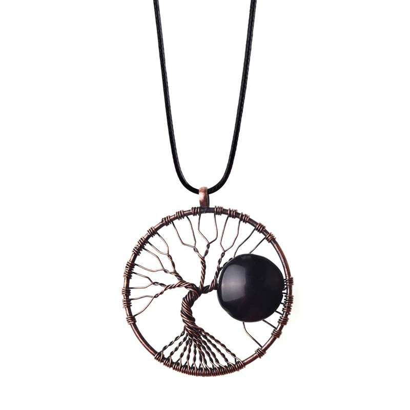 Ожерелье в стиле ретро с изображением Древа Жизни 7 чакр каменные бусы ожерелье