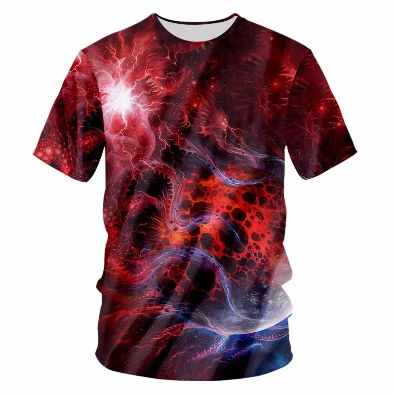OGKB новые модные мужские/женские 3d футболки принт Красная Галактика Космос