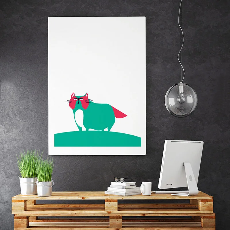 Новый скандинавский мятный зеленый плакат животные холст настенная Картина на