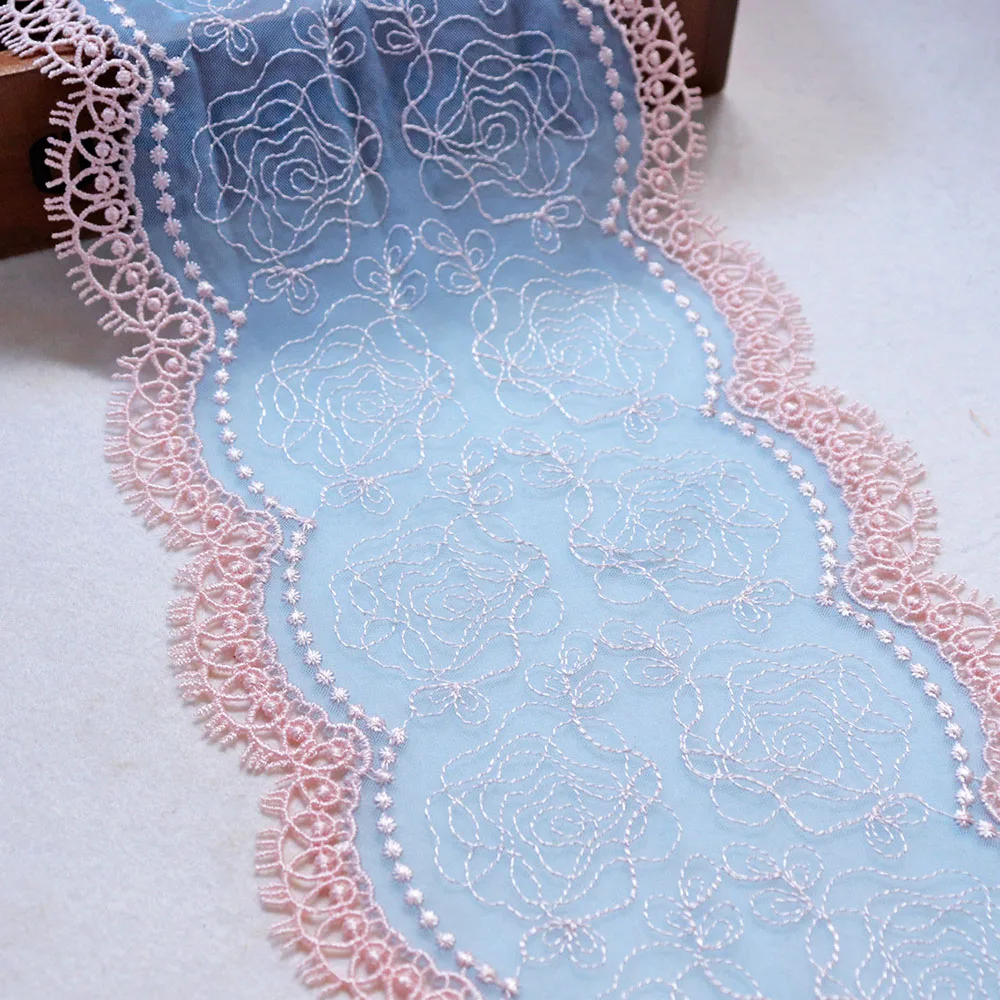 1 м 16 см Широкий DIY Одежда интимные аксессуары двойной край розовый синий вышитая
