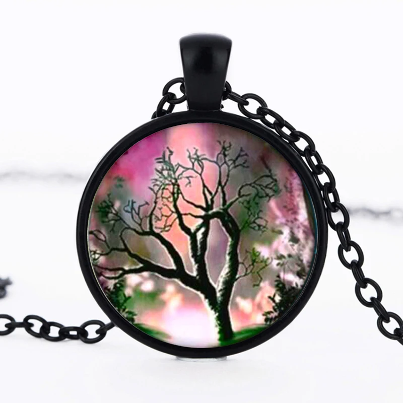 SUTEYI винтажное массивное ожерелье Древо жизни художественное фото стекло кабошон