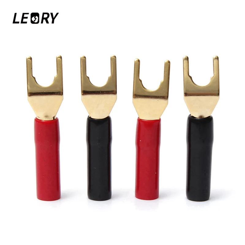 LEORY 4 шт. позолоченный медный банан Y наконечник вилка адаптер AV аудио терминалы