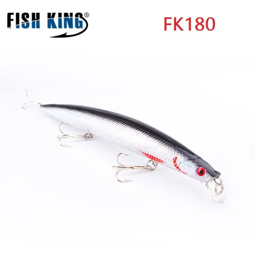 FISH KING, приманка для рыбалки, гольян, жесткая приманка, воблер, приманка для окуня, плавающая приманка, аксессуары для рыбалки, 3D, для глаз, медленная плавающая заглушка, Topwater711 - Цвет: FK180-001