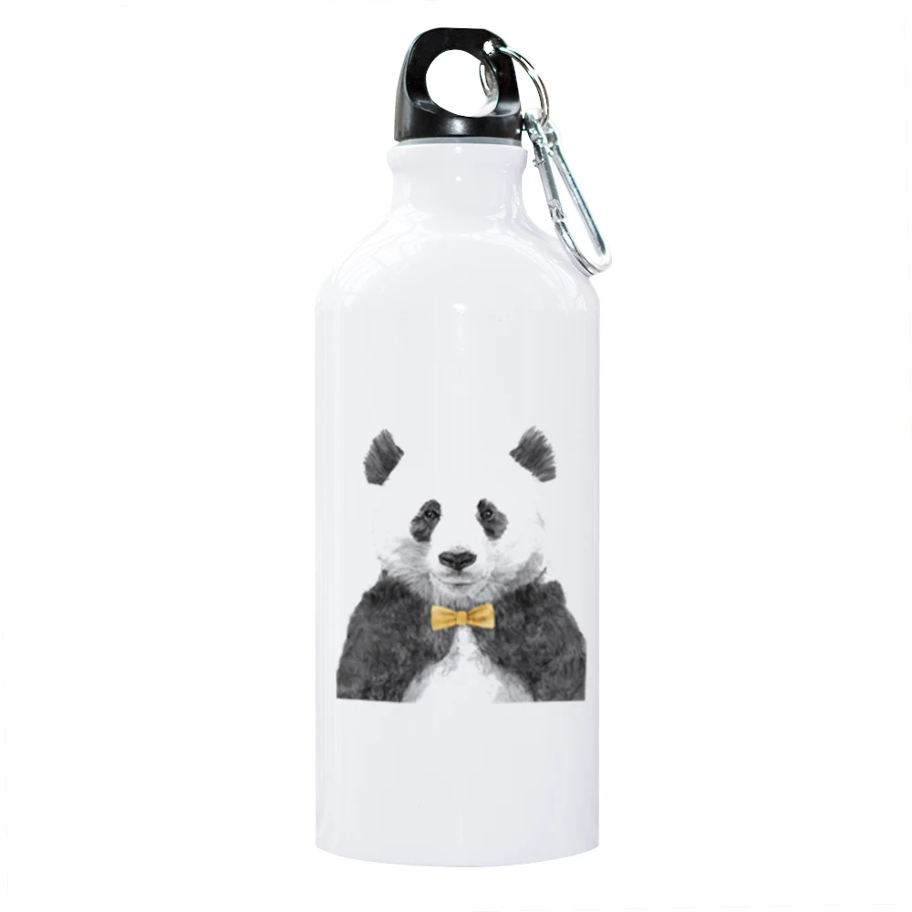 Pandas фото бутылка для воды с карабином для велоспорта, езды на велосипеде, кемпинга, охоты, кемпинга, рыбалки, спорта на открытом воздухе