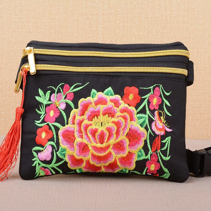 Брендовые женские сумки с вышивкой холщовые поясные в национальном стиле