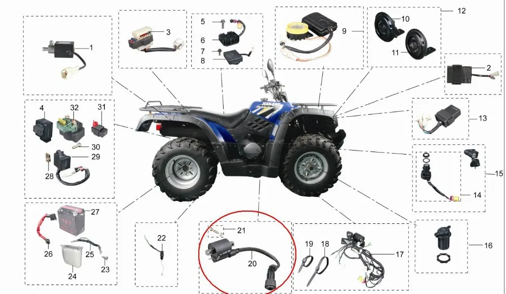 Катушка зажигания для jianshe 400 ATV JS400 YONGHE модель мотоцикла GKT400 400CC Багги F3 D10000 0|ignition