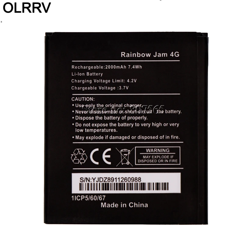 Для Wiko Rainbow Jam 4G Аккумулятор 2000mAh Высокое качество Bateria Batterij|for wiko battery|bateria 2000mahbattery