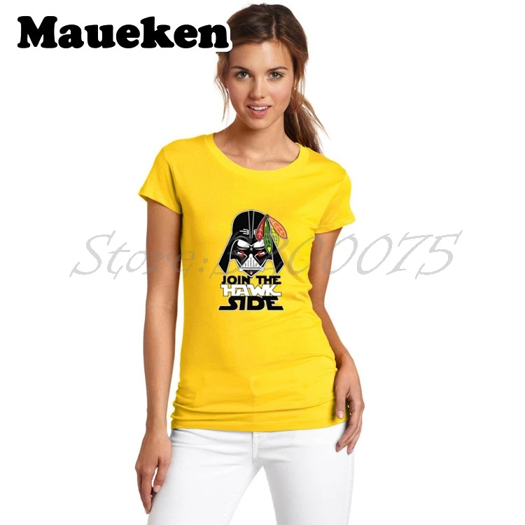 Женская модная футболка Chicago Blackhawks Star Wars Join The Hawk Side Darth Vader с короткими рукавами