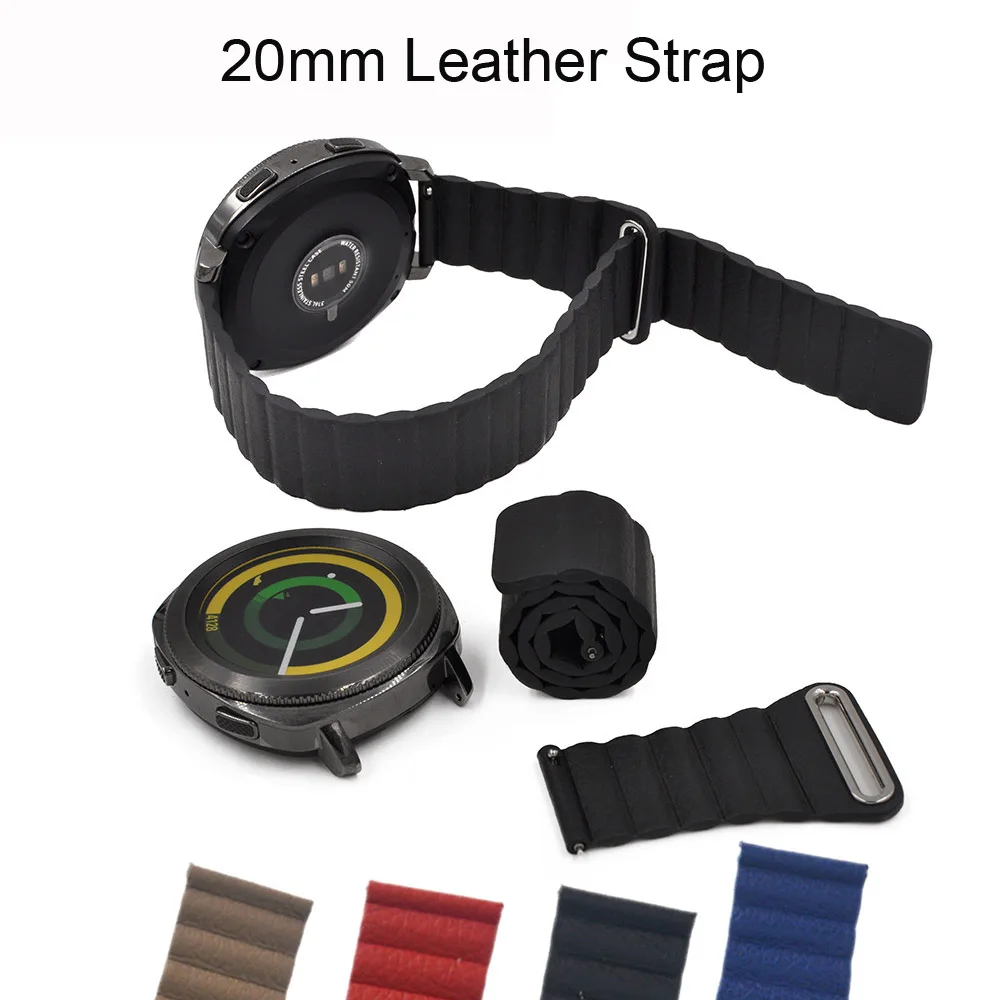 20 мм кожаный браслет ремешок для Xiaomi Amazfit Bip Amazfit GTR 42 мм наручные часы для samsung Galaxy Active gear S2 S4 Correa