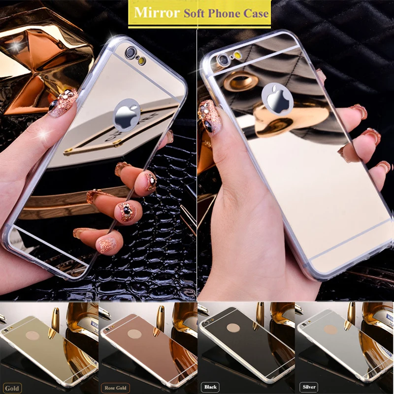 Зеркало Блестящий корпус из розового золота для iPhone 6 6S Мягкие TPU край Телефонные