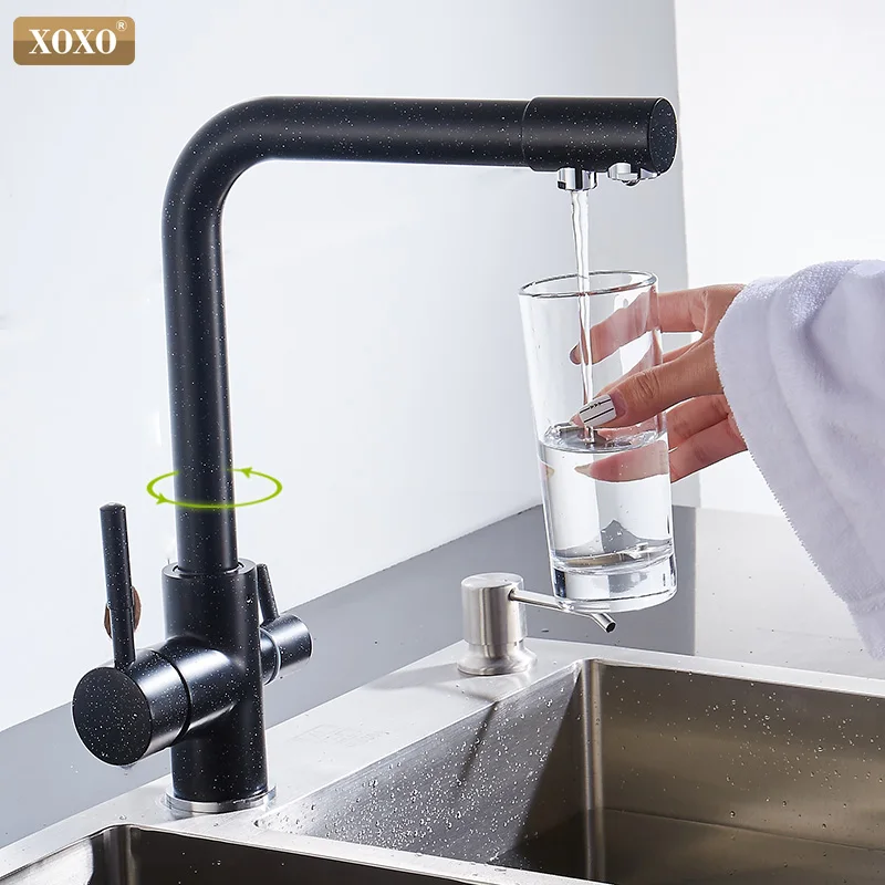 

XOXO Filter Kitchen faucet deck installed black mixer tap crane rotate 360 degrees to the kitchen faucet water features 83027H