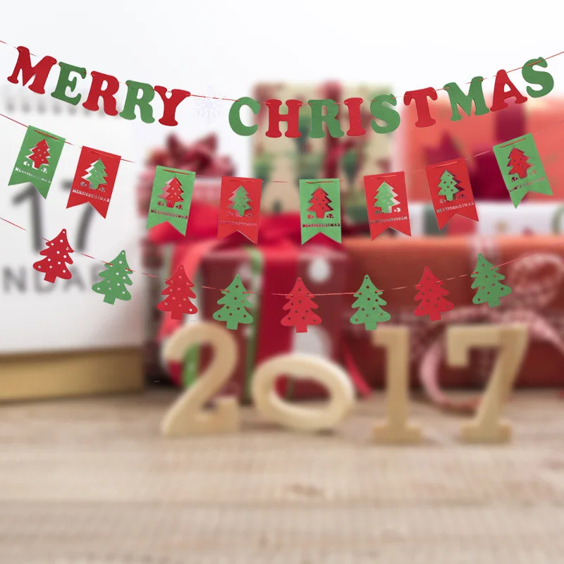 2018 DIY нетканый материал Xmas флаги Санта Клаус цветочный баннеров Merry Рождество