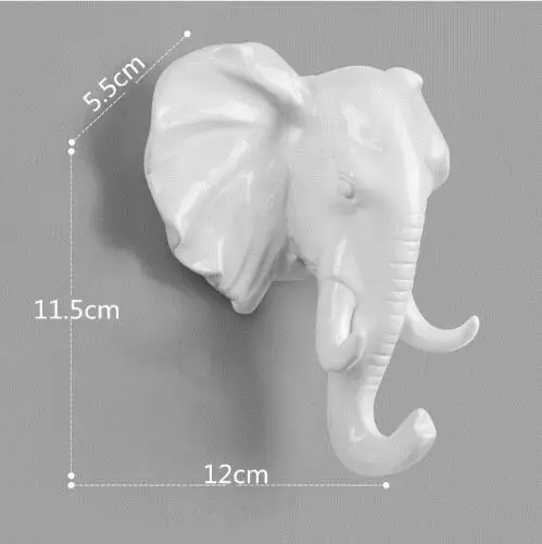 1PCS home decoration natural resin animal hook wall storage clothes hat key organizer giraffe elephant rhinoceros hook - Цвет: Q