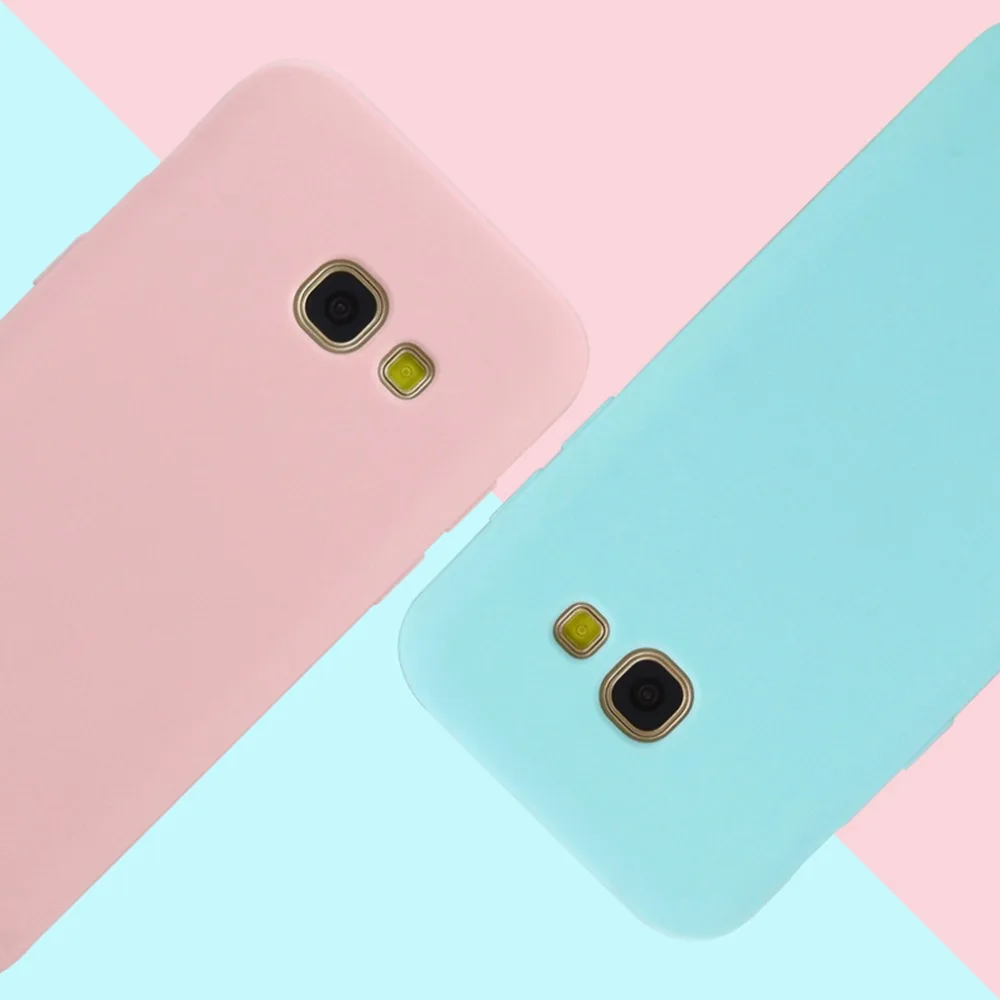 Резиновый ТПУ силиконовый чехол для samsung Galaxy A3 2016 2017 Карамельный Цвет Мягкий