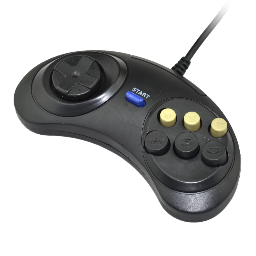 2 шт. классический черный проводной игровой контроллер для SEGA Genesis геймпад 6