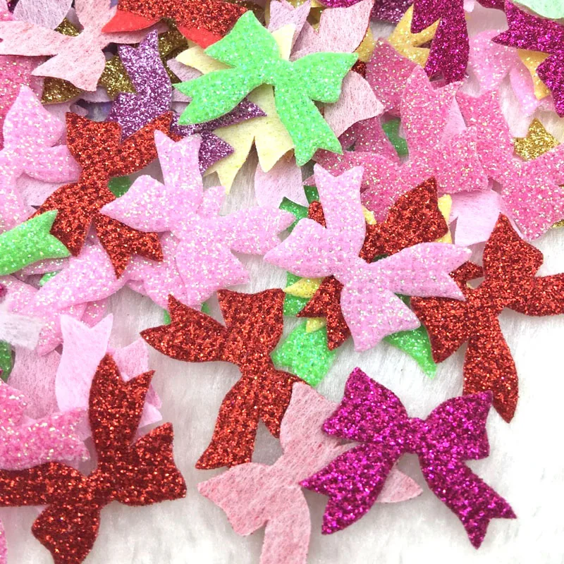 100 шт. мягкие блестящие тканевые аппликации с бантом для рукоделия шляпы одежды