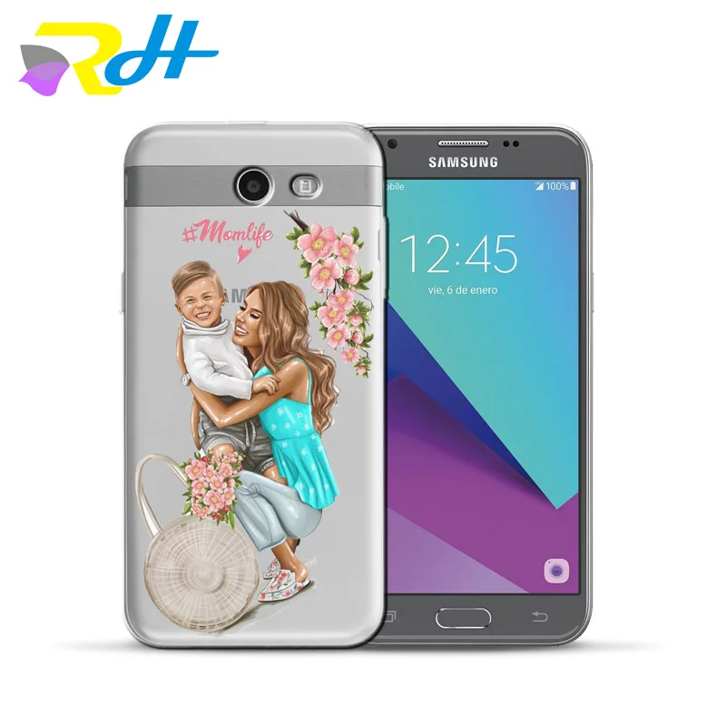 Мягкий ТПУ чехол для Samsung Galaxy J4 J6 J8 2018 коричневый маленьких мам и девочек J3 J5 J7 2017