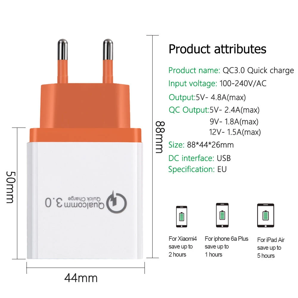 Сетевое зарядное устройство с 3 мя USB портами и поддержкой быстрой