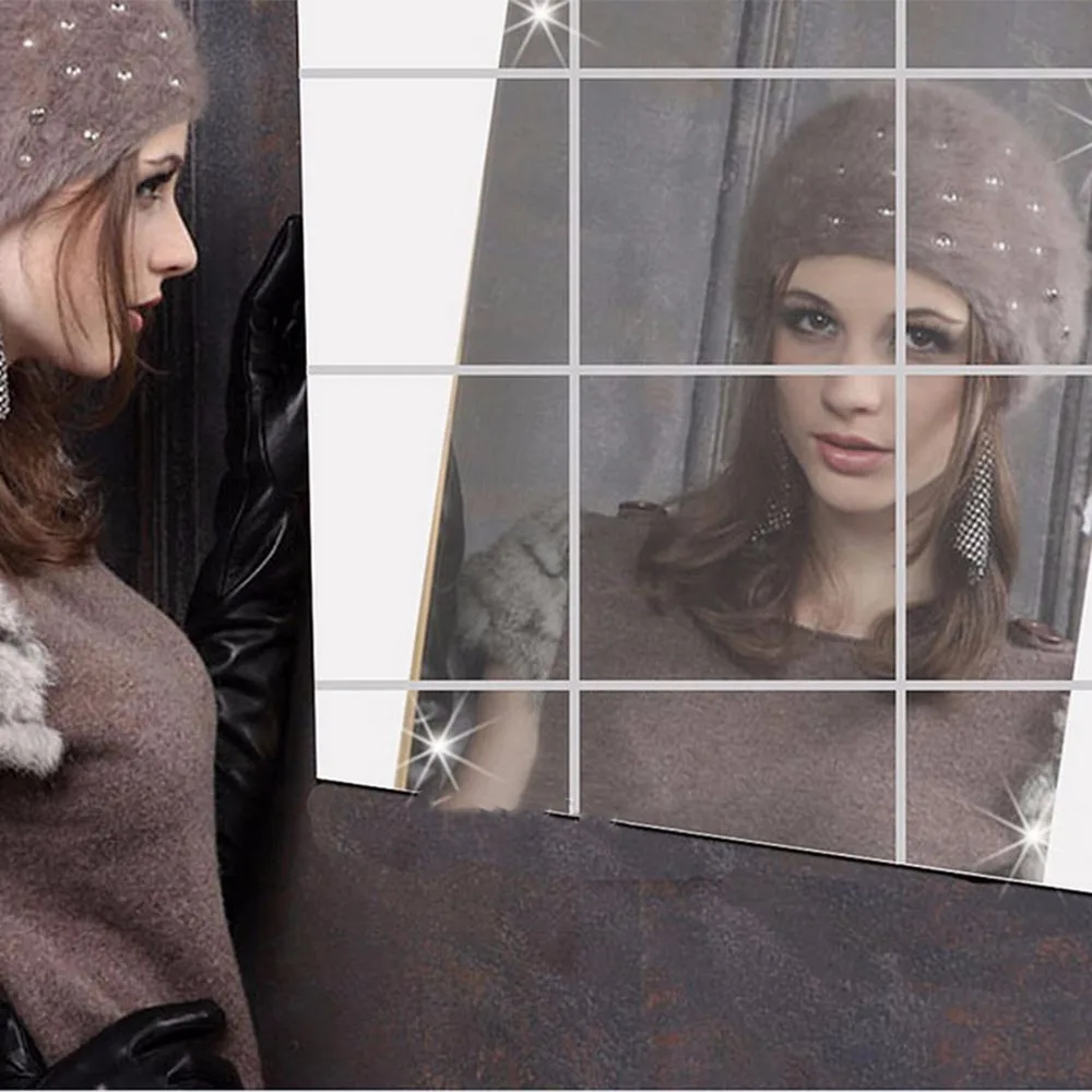16 шт./компл. 3D 15x15 см DIY квадратная плитка наклейки на стену зеркало Stciker плакат