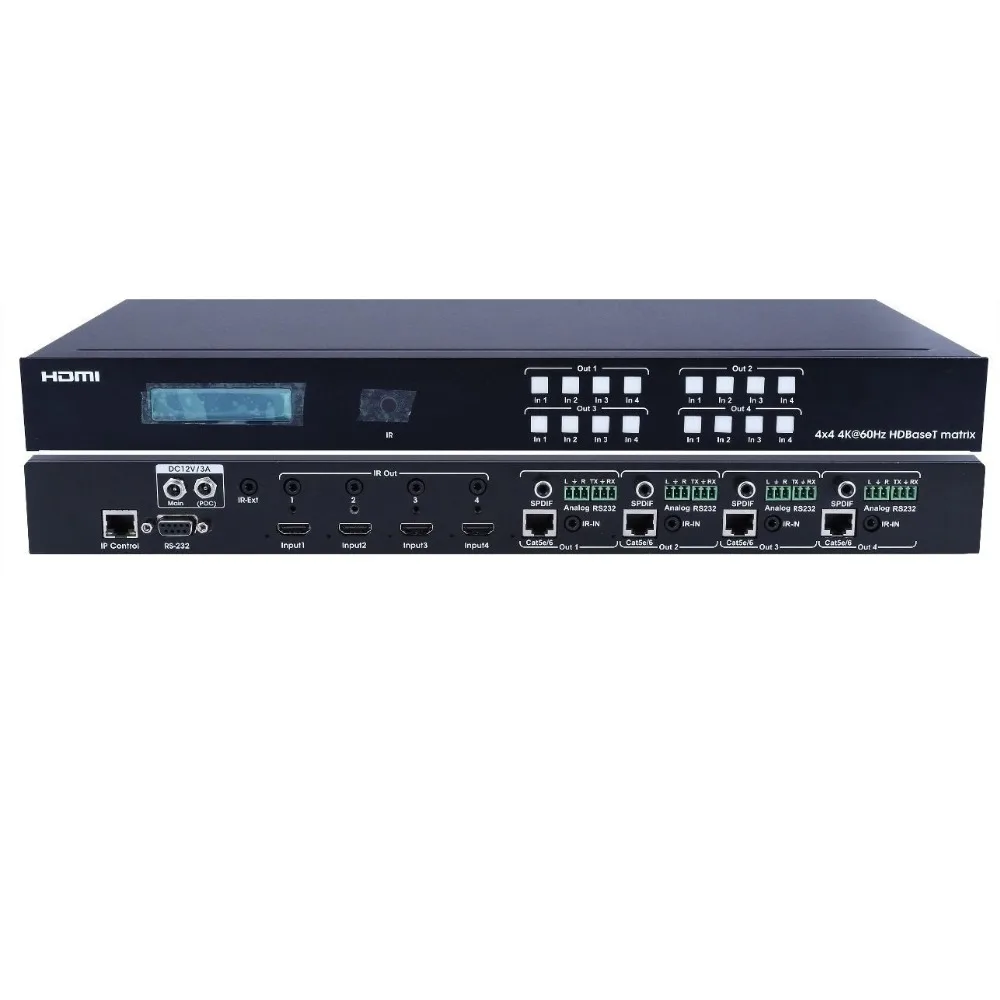 PUZHIJIE 4x4 HDBaset Matrix 4X4 HDMI Extender Switcher 2 0 HDCP2.2 4K 60HZ с 4 POE приемниками по UTP кабелю|Кабели HDMI| |