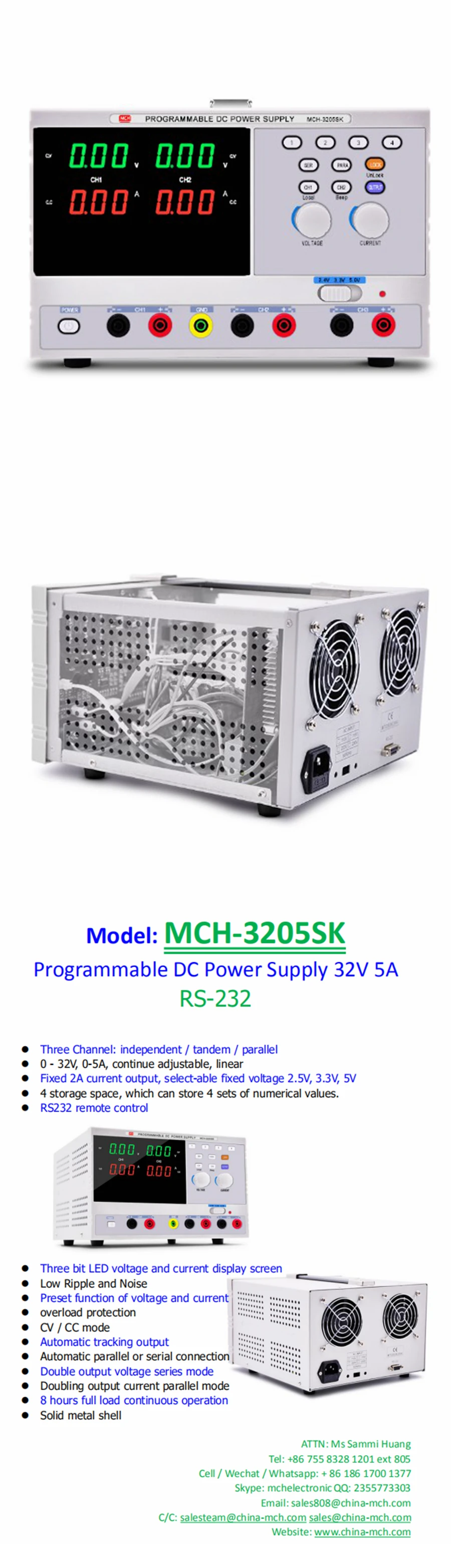 MCH двухканальный DC Регулируемый источник питания 32V5A серия и параллельная функция 300 Вт NC блок питания программируемая мощность