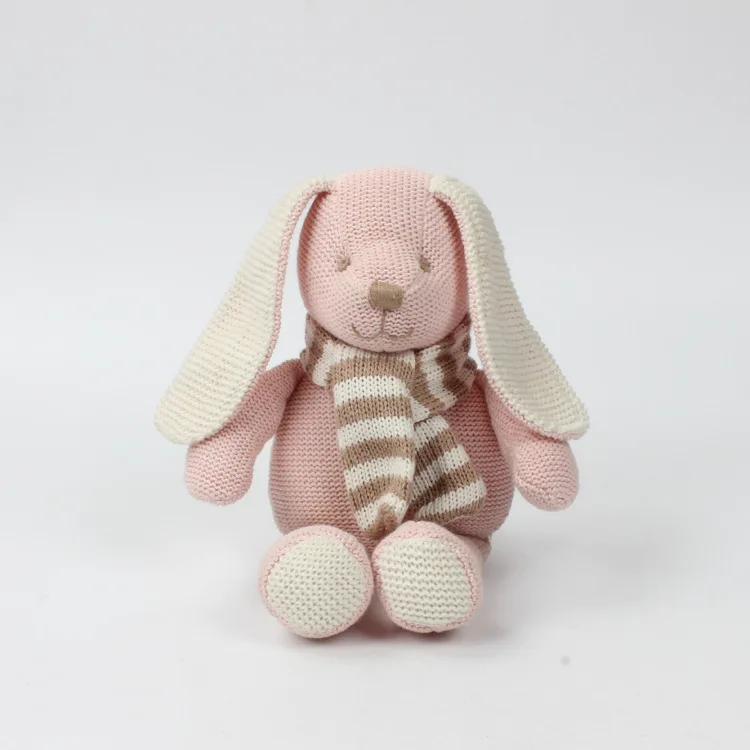 Фото Розовые вязаные шерстяные куклы кролики мягкие Игрушки для маленьких детей