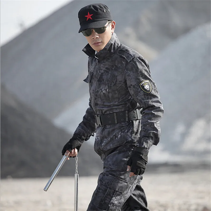 Уличная тактическая Боевая армейская Военная униформа черная Униформа