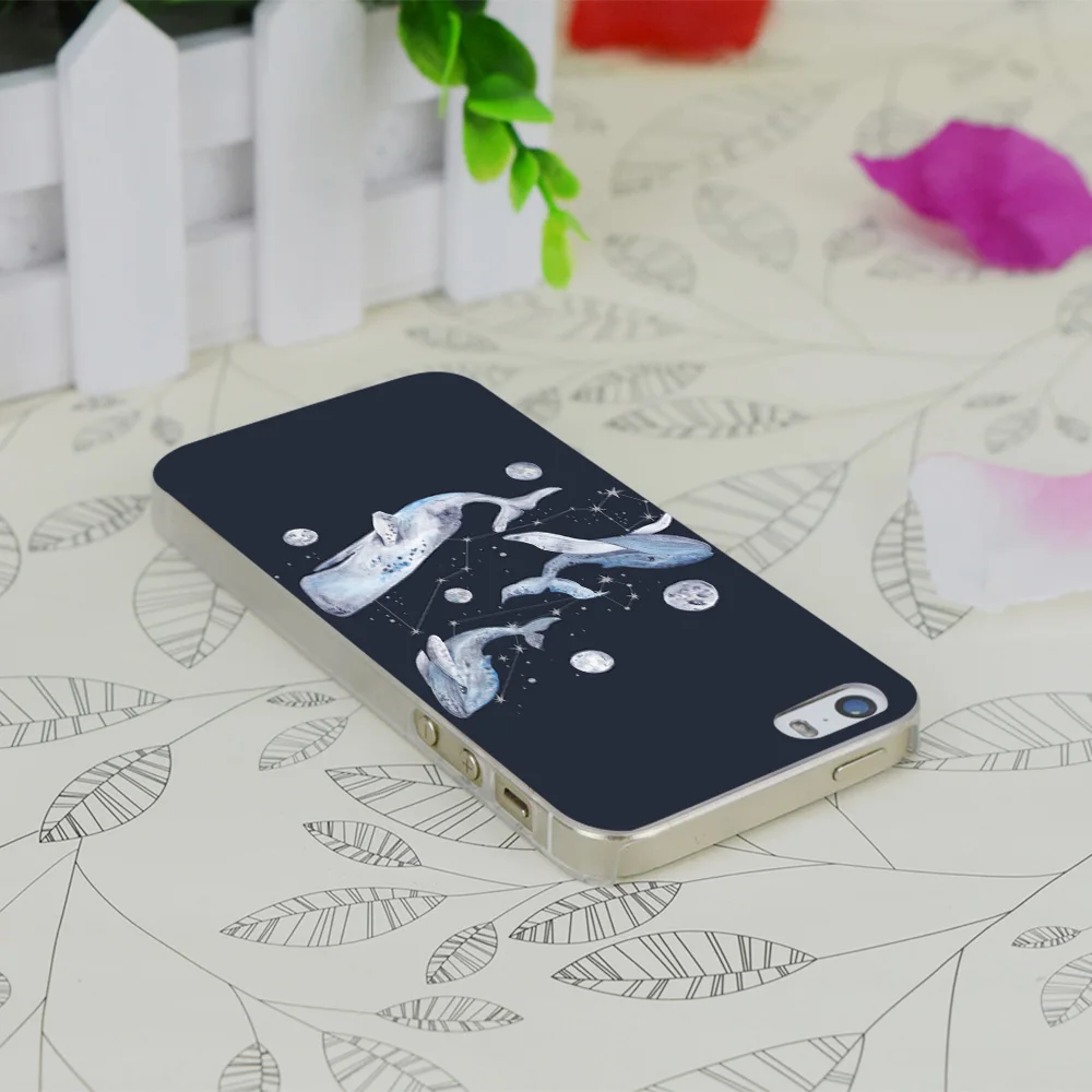 C2333 Whales And Stars Transparent Hard Thin Case Skin Cover For Apple IPhone 4 4S 4G 5 5G 5S SE 5C 6 6S Plus |