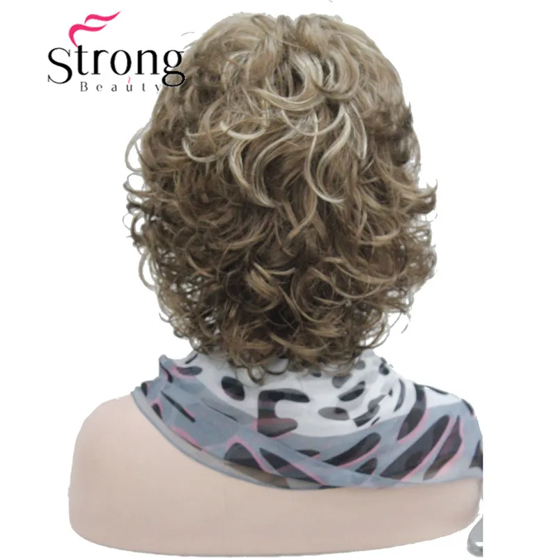 StrongBeauty короткие мягкие лохматый слоистых полный синтетический парик коричневым вьющиеся Для женщин синтетические парики