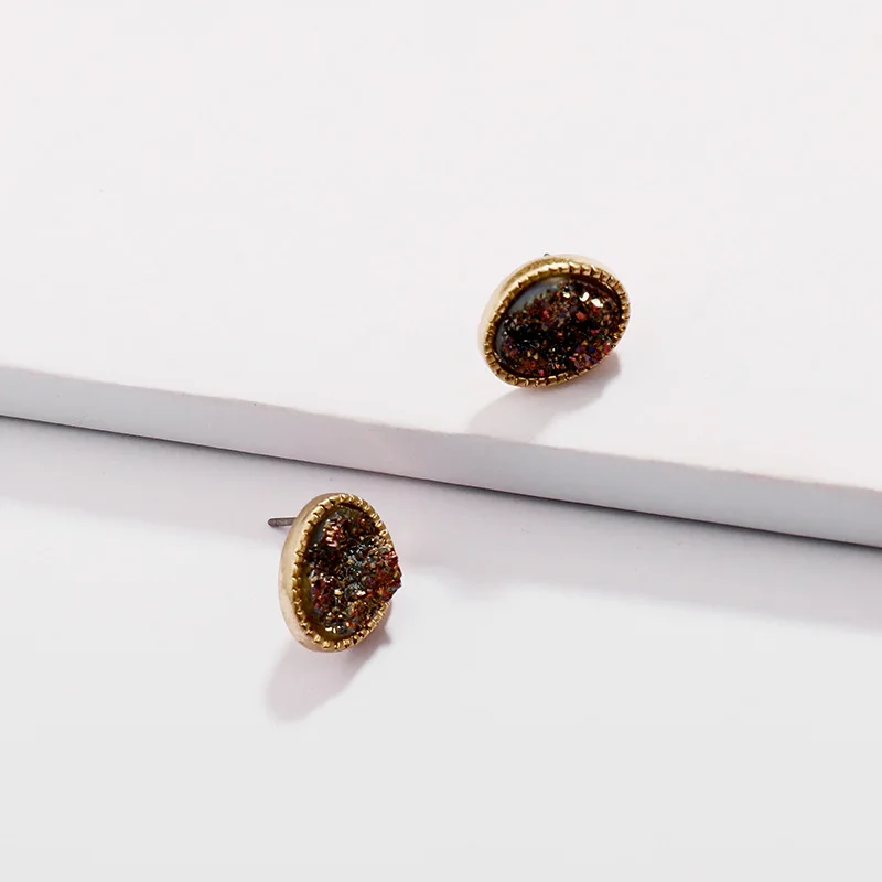 Druzy Drusy дизайнерские серьги Круглые Искусственные гвоздики модные ювелирные