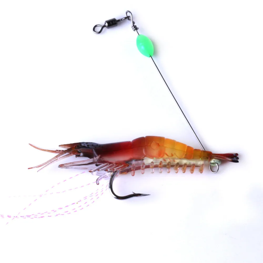 6Pcs/lot Soft Shrimp Fishing Lures With Glow Hook Luminous Bait 8cm 5.3g Fly Lead Carp Pesca Tackle | Спорт и развлечения