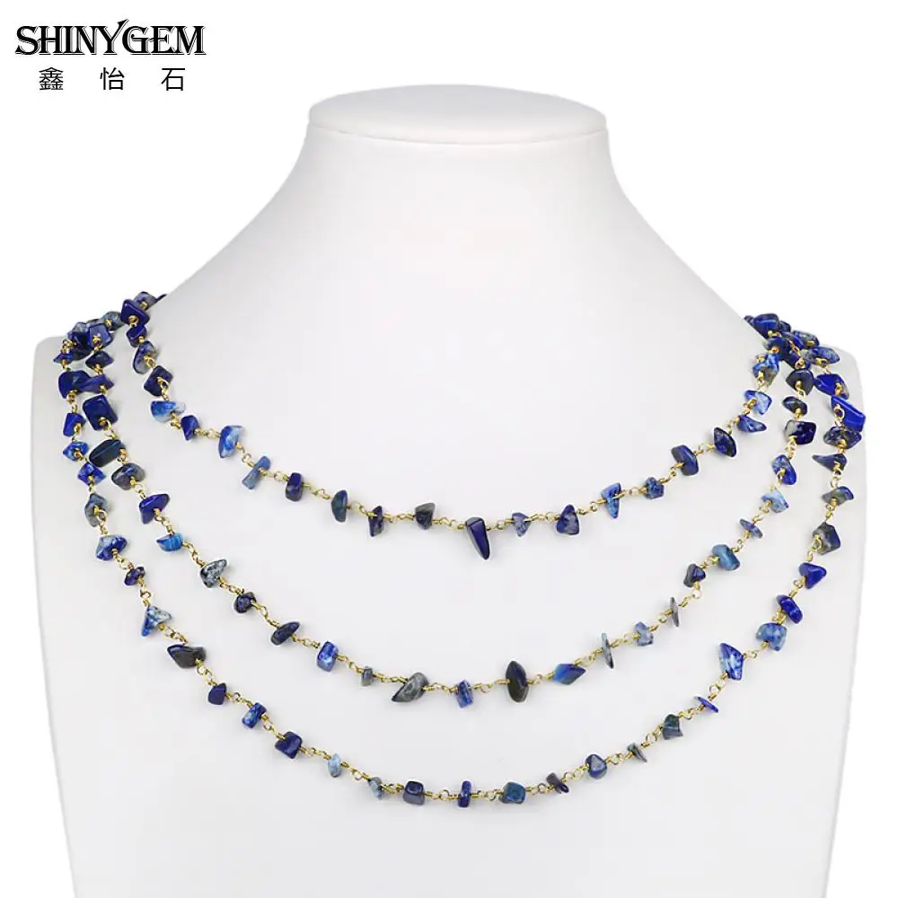 ShinyGem 05 10 мм Lapis Lazuli Chips бисер полудрагоценное золотое покрытие цепи драгоценный