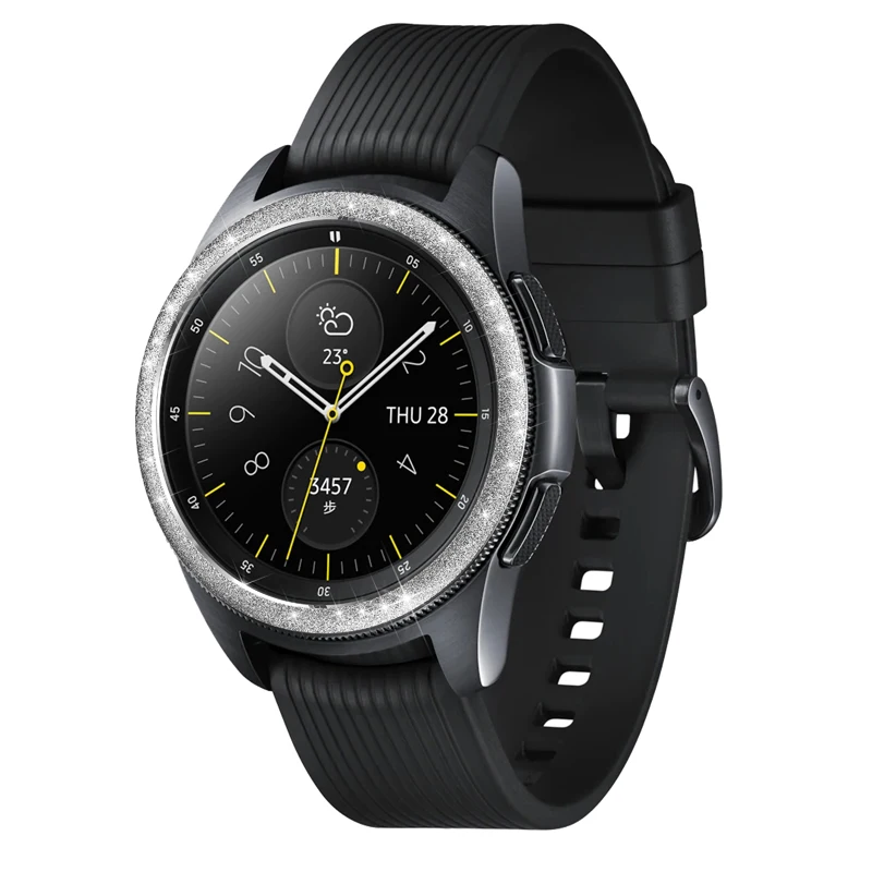 Замена смарт-чехол для часов из нержавеющей стали для samsung Galaxy Watch 46 мм 42 мм, драгоценный камень кольцо клеющаяся крышка против царапин металл