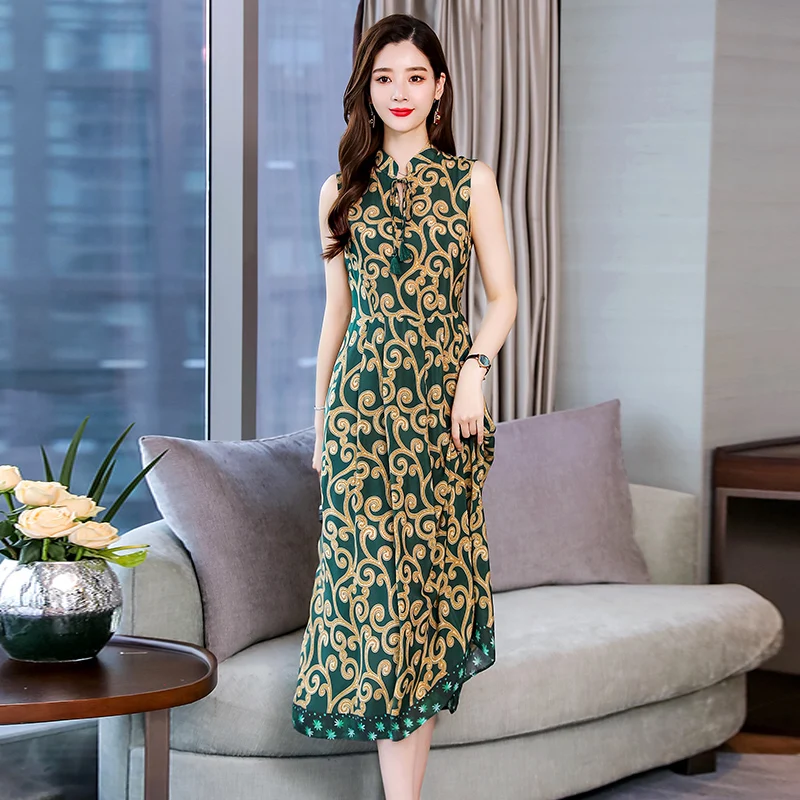 2019 Summer Women Silk Dress Slim Waist Short Sleeve Casual Elegant Party Female Ruffles Blue Vestido Midi | Женская одежда