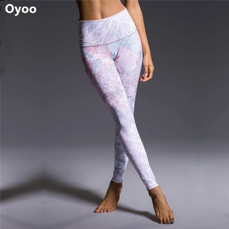 Спортивные Леггинсы Oyoo с цветочным принтом и высокой талией милый женский
